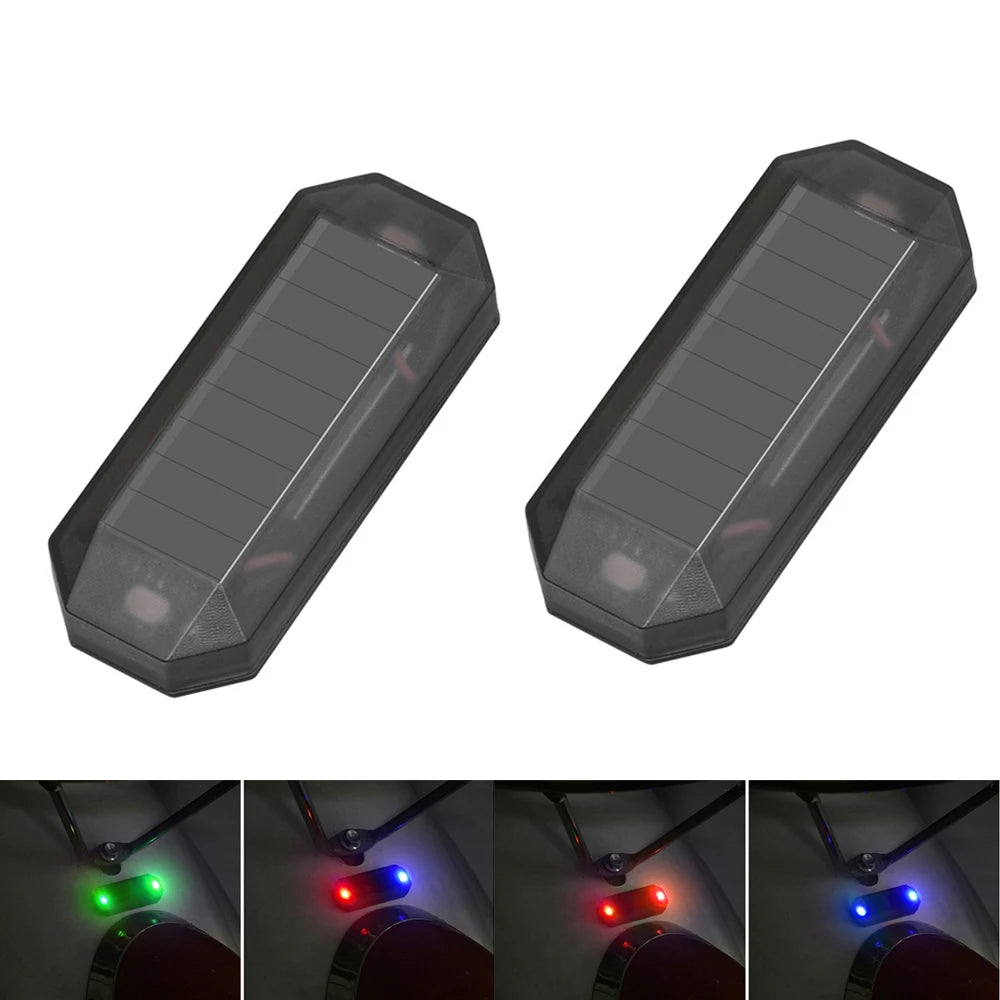 2Pcs Car Solar Warning Light Wireless Anti-Theft Alarm Light Anti-Rear Collision Smart Flash