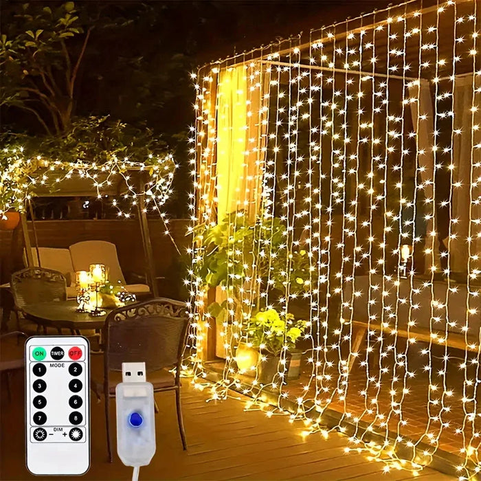 6M/3M LED Curtain Fairy Lights,8 Lighting Modes,Outdoor/Indoor Decoration for Christmas Wedding Party,Garden,Living Room,Bedroom