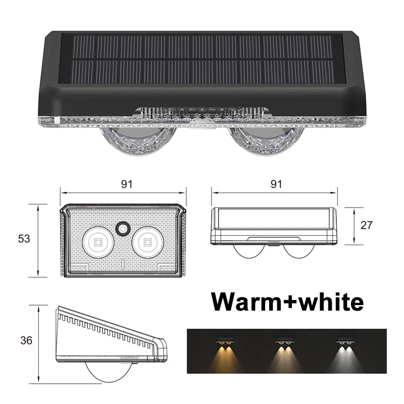 LED Solar Fence Lights Outdoor Garden Solar Powered Wall Lights Waterproof Bright Landscape Lamp Deck Patio Yard Deck Decor