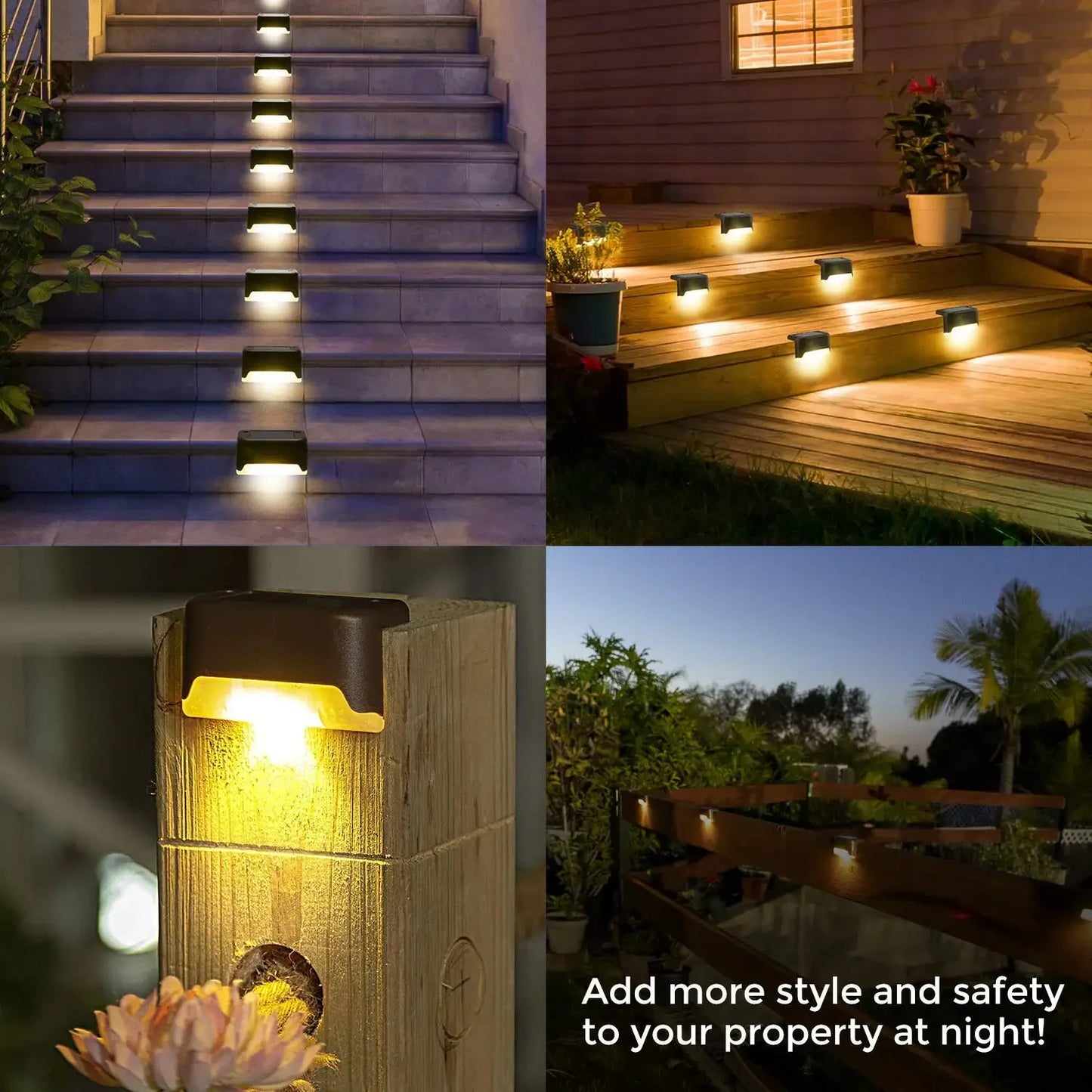 1~24PCs LED Solar Step Lamp Path Stair Outdoor Garden Lights Waterproof Balcony Light Decoration for Patio Stair Fence Light