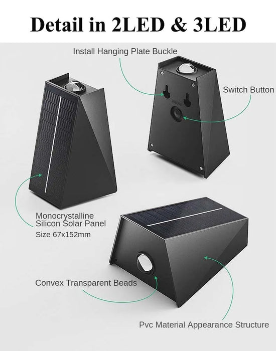 Solar Wall Lights Outdoor Garden Lighting External Solar Powered Led Outdoor Lamp Wall Sconces Yard and Garden Decors Decoration