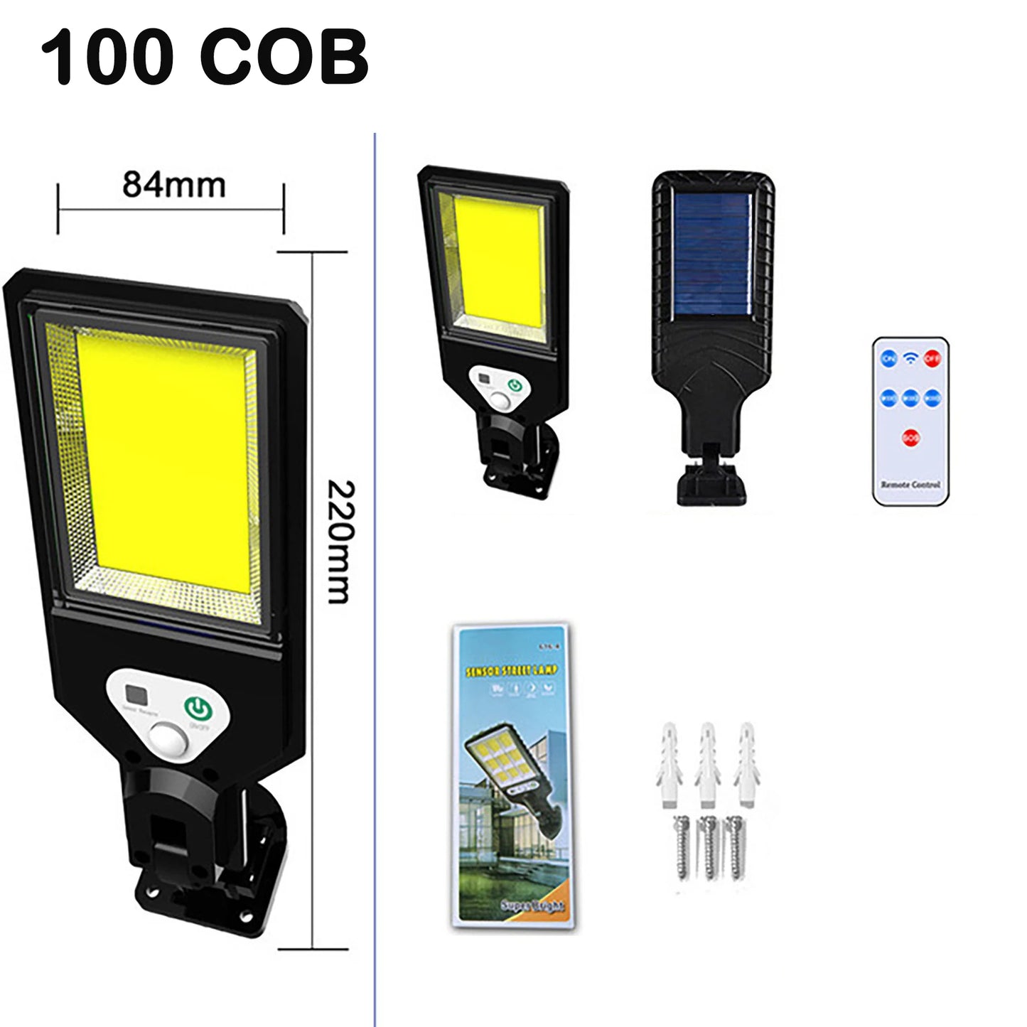 Solar Street Lights Outdoor Wireless Solar Security Wall Light Motion Sensor with 3 Lighting Modes for Porch Gutter Barn Garden