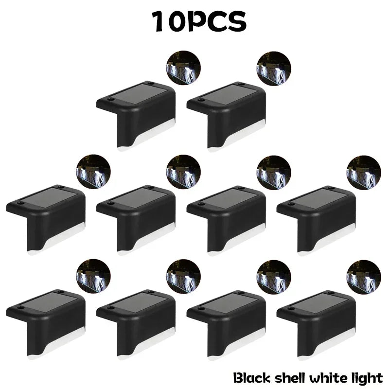 Solar Powered Step Lights Outdoor Courtyard Lights Fence Pole Lights Step Lights Decorative Landscape Lights Wall Fence Lights