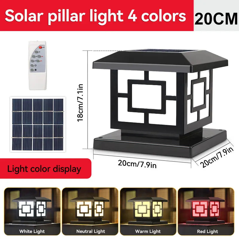 Solar Column Light Garden Solar Lamps Waterproof LED Solar Pillar Light Timed Remote Control LED Outdoor Lighting Courtyard Lamp