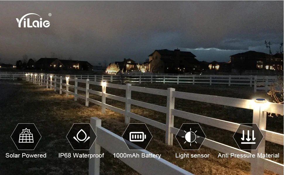 Solar Deck Lights Fence Post Solar Lights for Patio Pool Stairs Step and Pathway Deck Lights Solar Powered Outdoor Lights