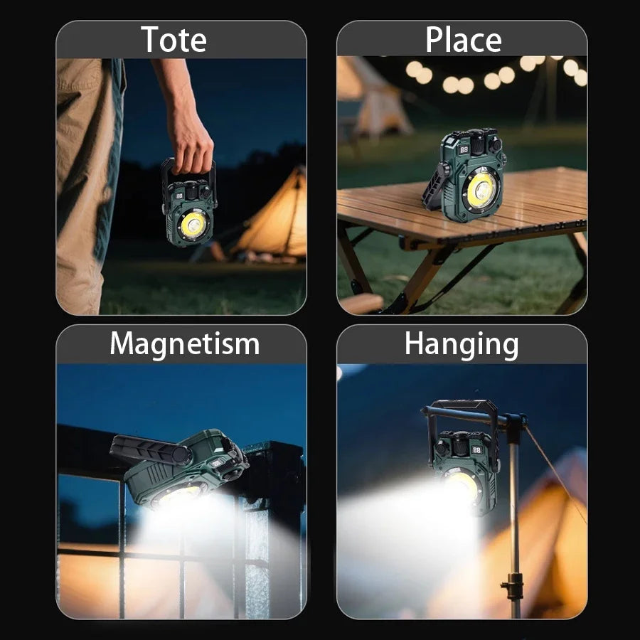 Solar Camping Lamp with Magnet & AdjustableBracket,5 Modes Outdoor Waterproof Lantern for Tent, Hiking, & Emergency Lighting