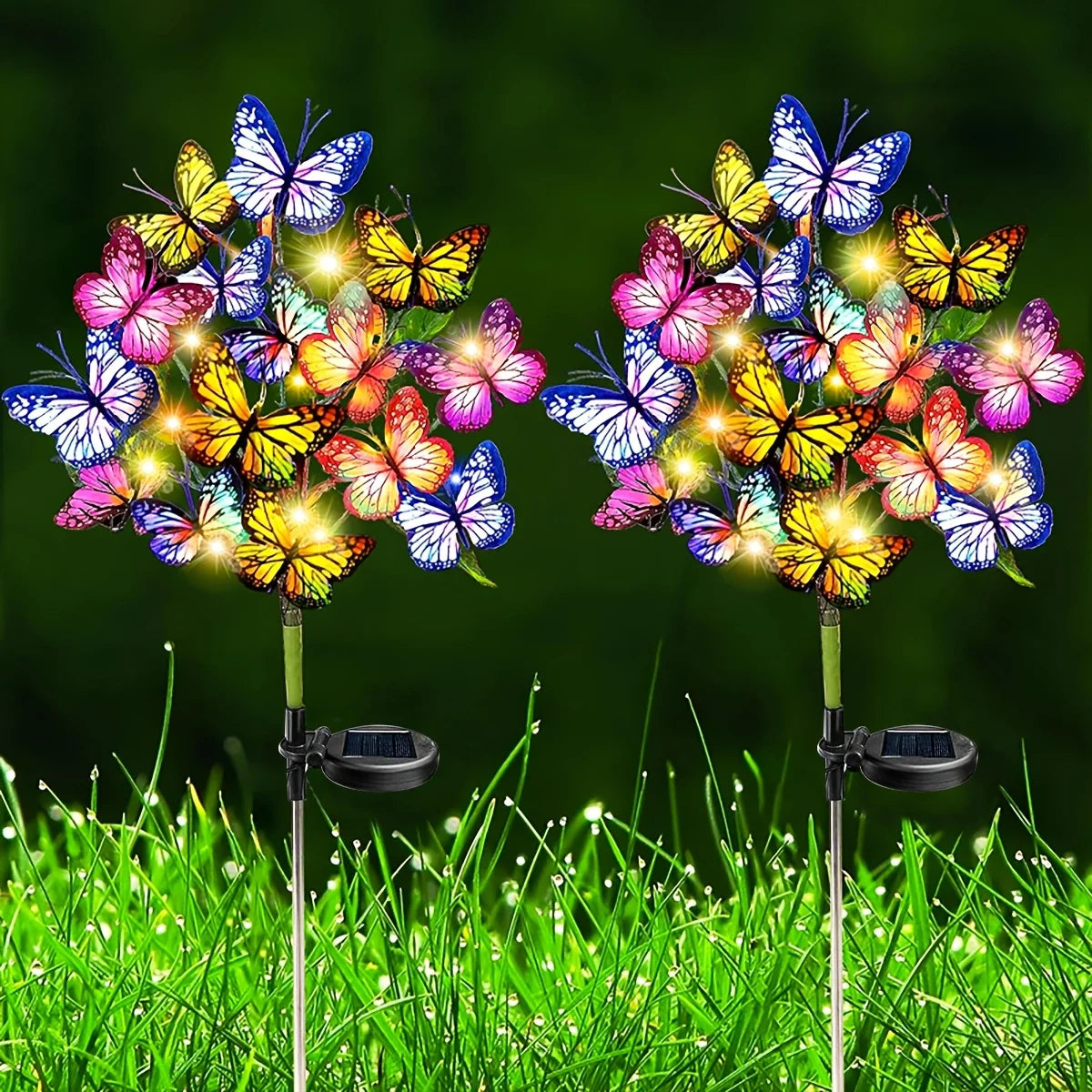 Solar Butterfly Tree Lights Outdoor Decorative Solar Garden Light Yard Lawn Waterproof Sunlight Festival Wedding Roof Decoration