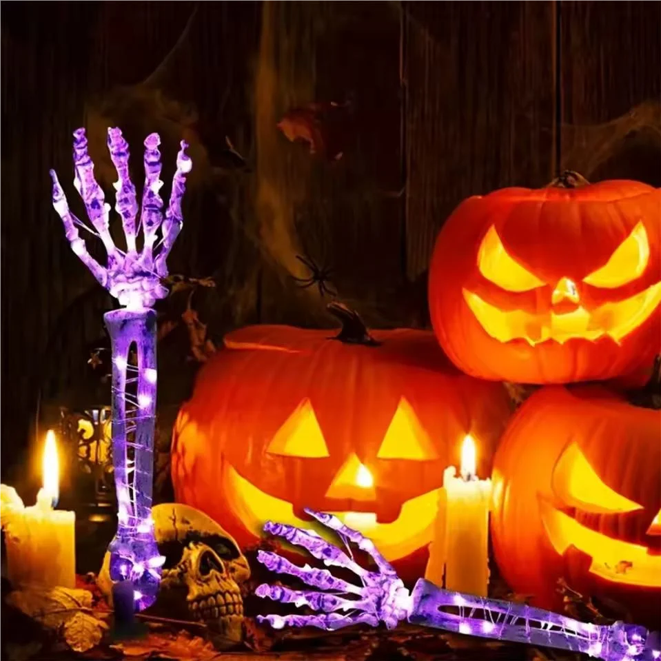 2PC Halloween Solar Garden Lights Outdoor Waterproof Ghost Hand LED Stake Lights Horror Atmosphere Decoration Lamp For Festival