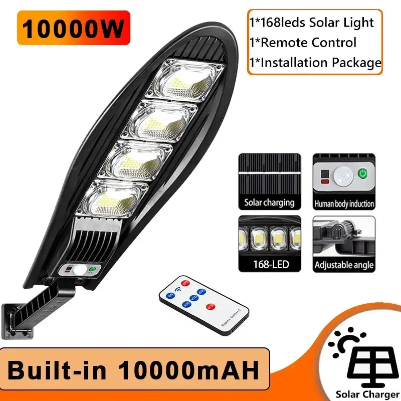 Upgraded 168LED Solar Street Light Outdoor Waterproof LED for Garden Wall Lamp Adjustable Angle Solar Lamp Built-in 10000mAH Hot
