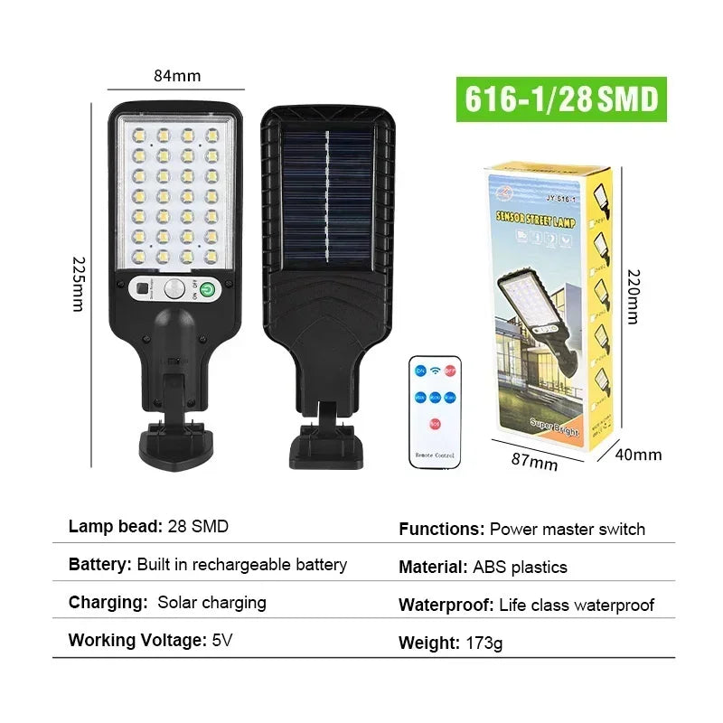 Solar Street Lights Outdoor 108COB LED Solar Wall Lamp With 3 Lighting Mode Motion Sensor Security for Garden Patio Path Yard