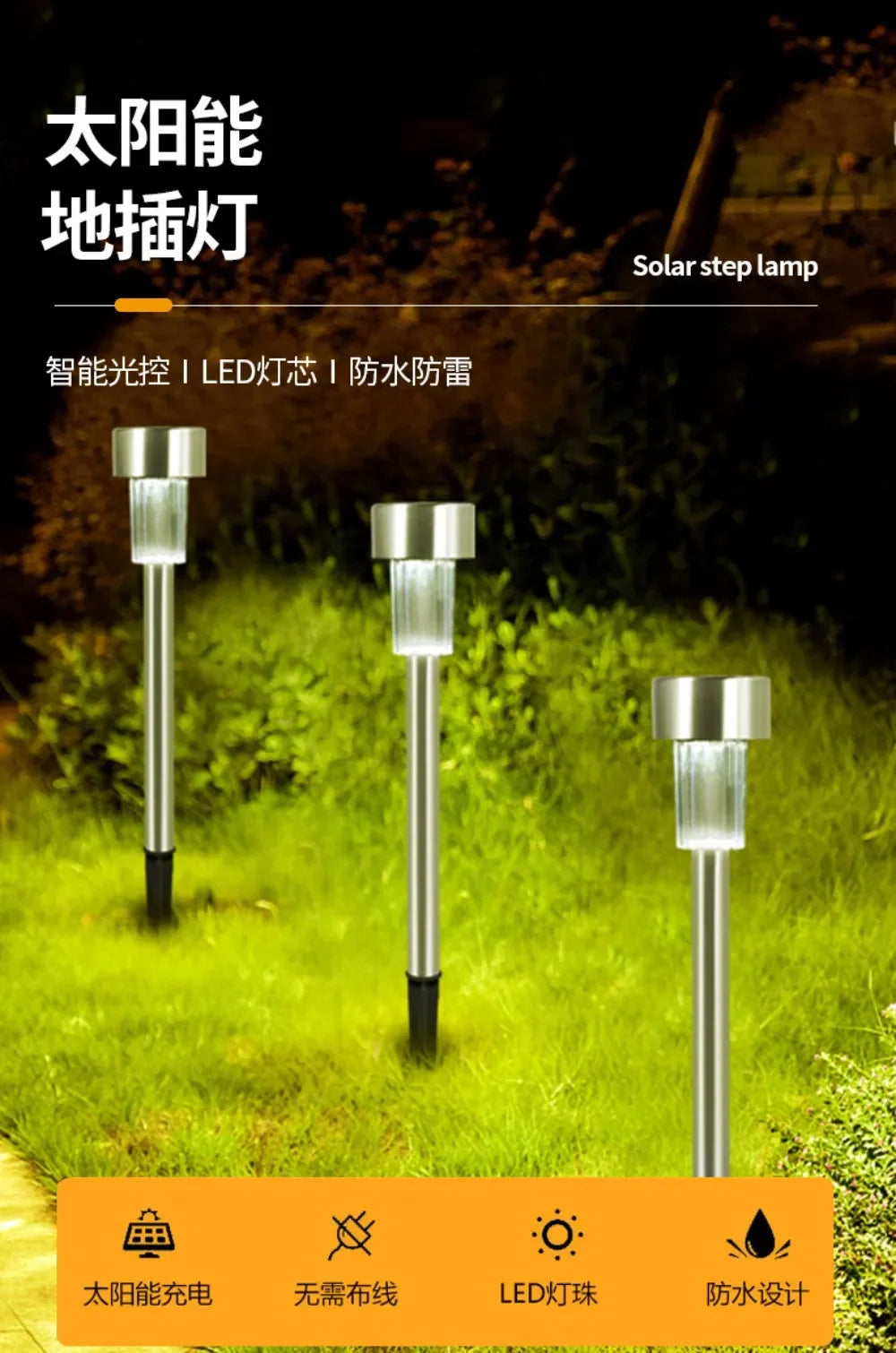 Solar Light Garden Decoration Tools Outdoor Solar Powered Lamp Waterproof Landscape Lighting for Pathway Patio Yard Lawn