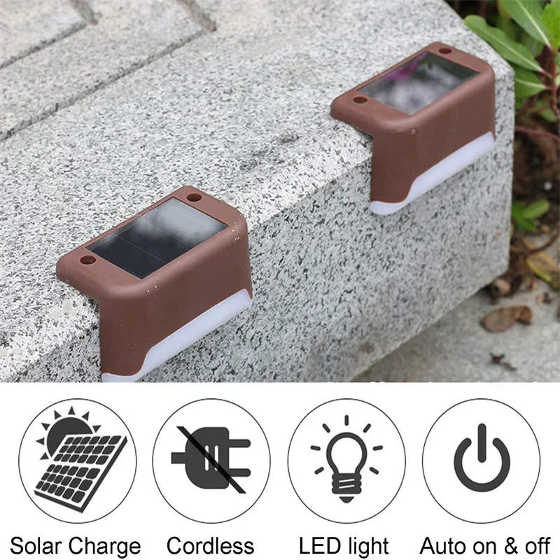 4Pack Solar Deck Lights LED Waterproof Outdoor Solar Powered Warm LED Step Lights for Decks Stairs Patio Yard Garden Decor Fence