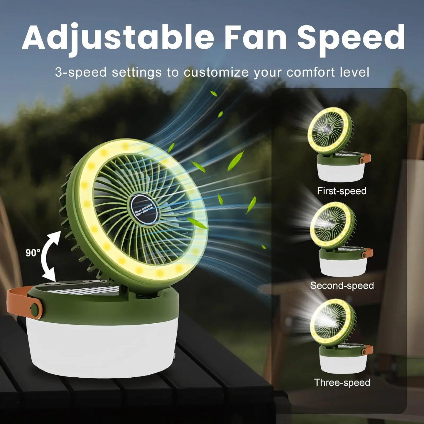 Solar Camping Fan Rechargeable Camping Light, Folding Portable Solar Outdoor Lights with USB Output for Camping Tent, Mountain,