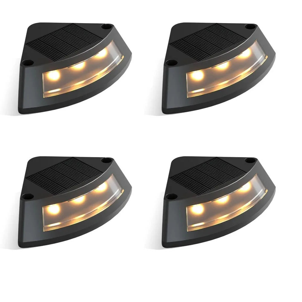 4pcs Waterproof Solar Step Lights Auto Switch Easy To Use Stair Lighting Solar Powered Warm /White Light Garden Walkway Light