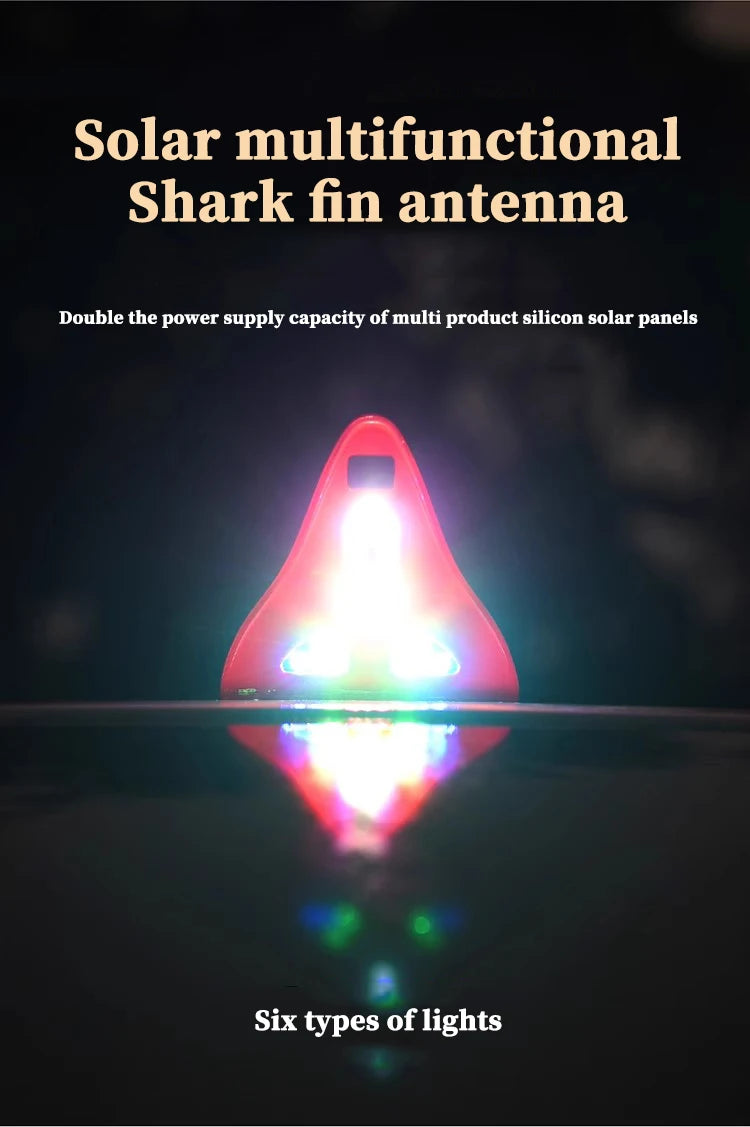 Solar anti rear end collision flashing light LED warning light Car shark fin antenna modified General Motors decorative light