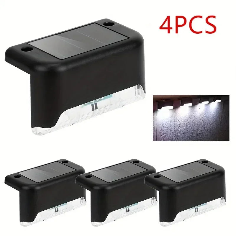 4 Pack Solar Wall Lights for Deck Step Railing Patio Stair Yard Garden Decoration Solar LED Light Outdoor Holiday Lighting