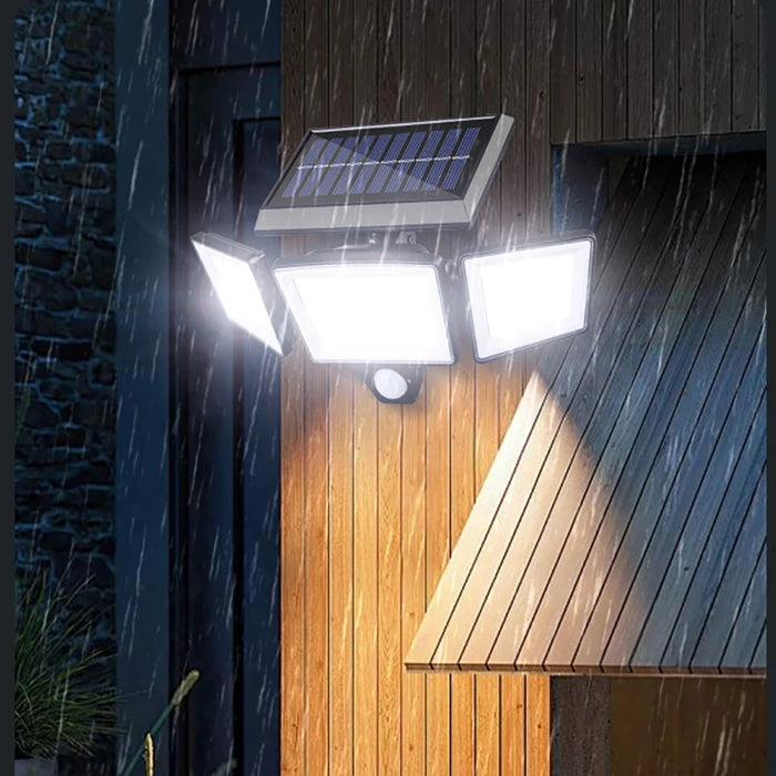 Solar Security Lights Outdoor with 3 Modes Motion Sensor Super Bright Wall Lamp 3 Head Street Light for Garden Yard Path Garage