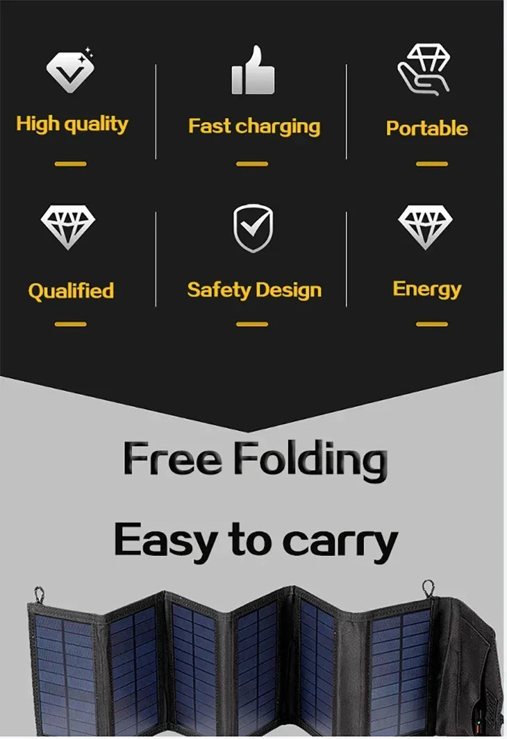 1000W Foldable Solar Panel USB Type C Mobile Phone Charging Waterproof Outdoor PC Hiking Camping Portable Battery Bank Charging