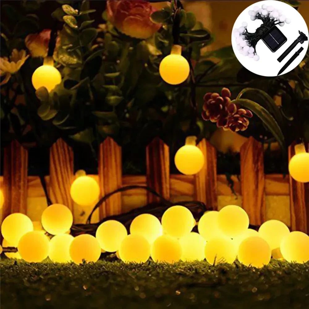 Solar String Light Outdoor Small Ball Lights with 8 Modes Waterproof Solar Powered Patio Light for Garden Christmas Halloween