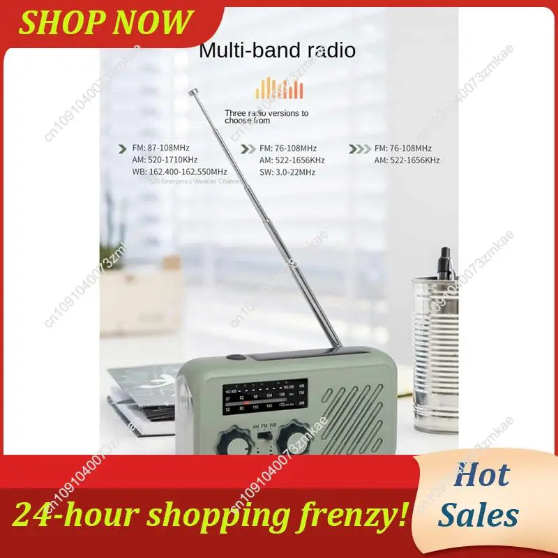 Solar & Hand Crank Power, LED Flashlight, SOS Alarm For Outdoor Emergencies