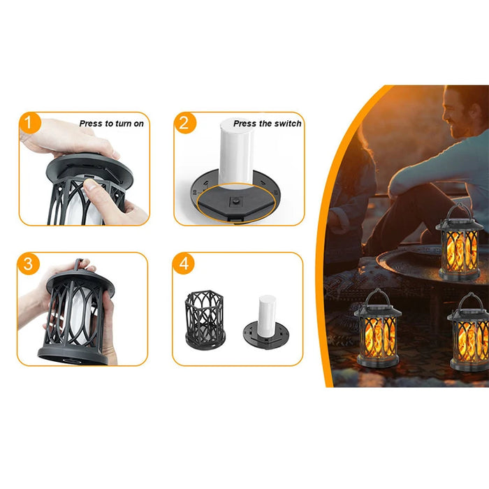 Dancing Flame Solar Lantern Outdoor Solar Flame Lamp Clip Lantern Landscape Pendant Lamp High-power Street Lamp Courtyard Lights