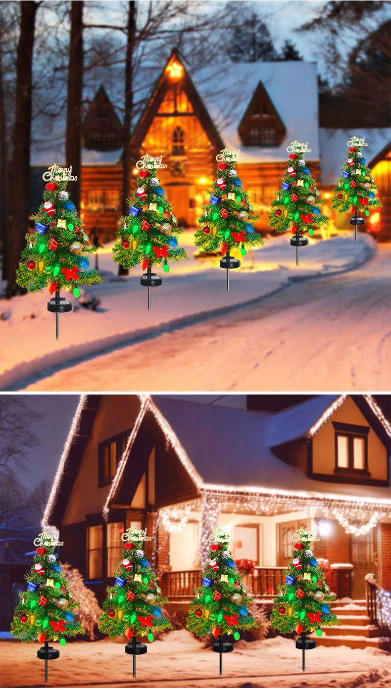 Solar Christmas Tree Garden Decorative Lights Lawn Lights Outdoor Led Snow Christmas Lights Garden
