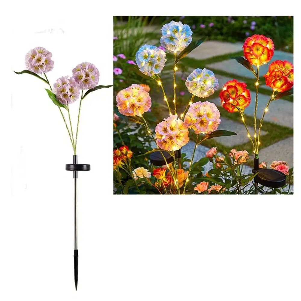Waterproof Solar Flower Light with 3 Head Ground Mounted Simulation Flower Lamp Warm light Intelligent Light Sensing