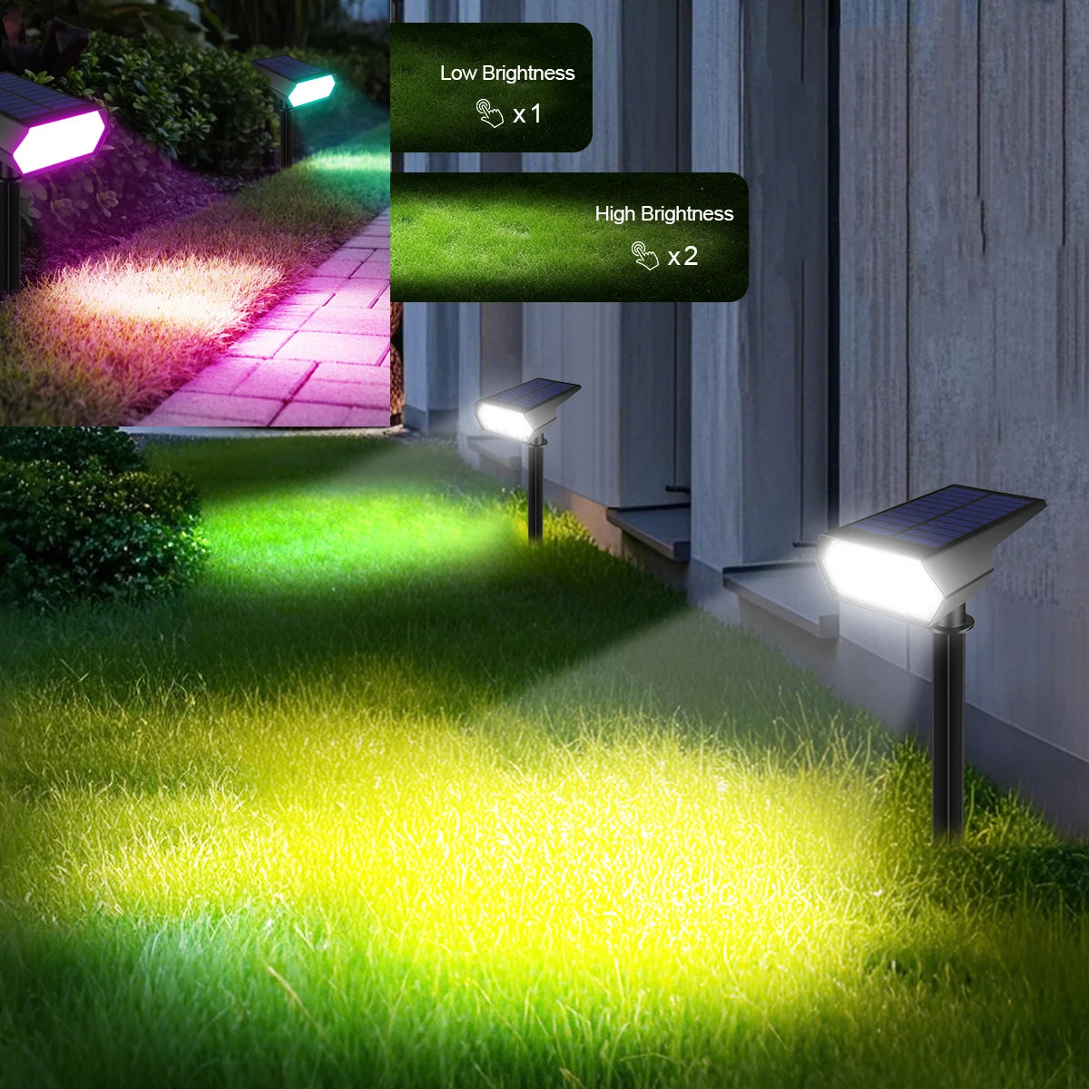 2800K/6000K/RGB Outdoor Solar SpotlightIP65 Garden Landscape Pathway Wall Lamp for Tree Decoration Yard Street Solar LED Lights