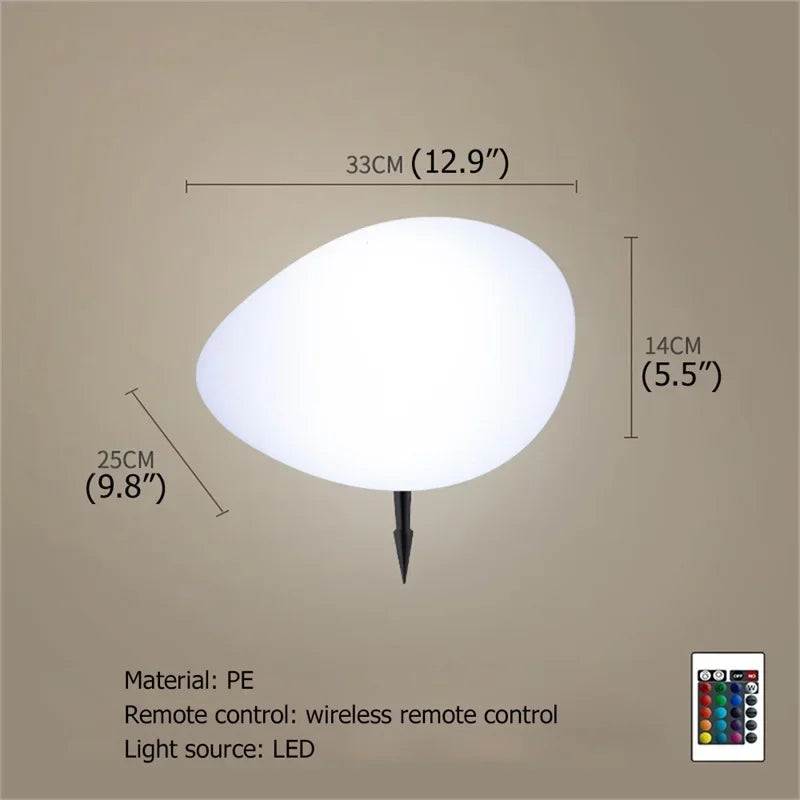 Solar Garden Lights Led Modern Creative White Stones Shape Waterproof IP65 with Remote Control Decor Home Courtyard Lawn Lamp