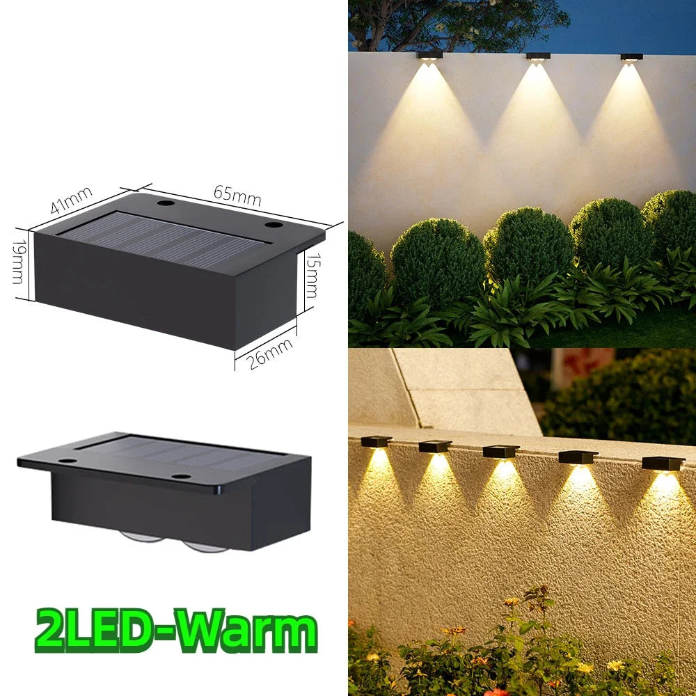 LED Solar Step Lamp Path Stair Outdoor Garden Lights Waterproof Balcony Light Decoration for Patio Stair Fence Light