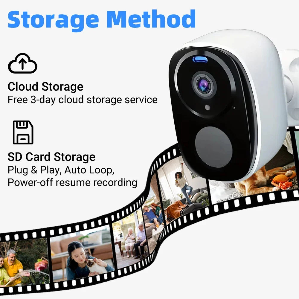 4G Solar Camera 5MP Wireless Outdoor Security Camera with Color Night Vision/Waterproof PIR Motion Alarm Solar/Battery Powered