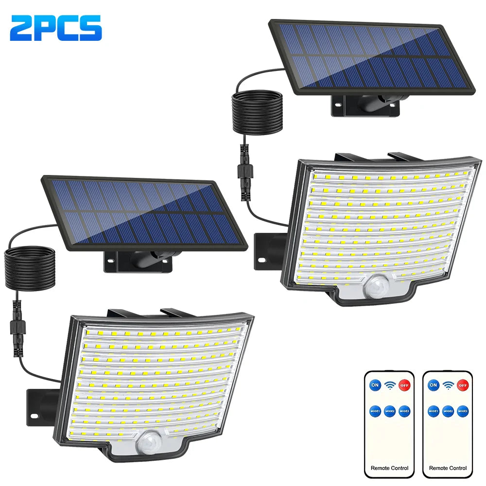 Solar Flood Lights Outdoor 122 LED Solar Motion Lights Remote Solar Security Lights Wall Lights Waterproof 3 Modes Garden