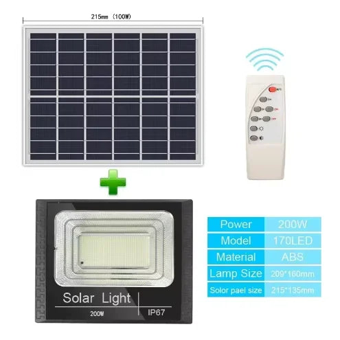 Solar Flood Lights Remote Control Solar Powered Spotlight Outdoor Waterproof IP67 Villa Street Lighting Adjustable Angle