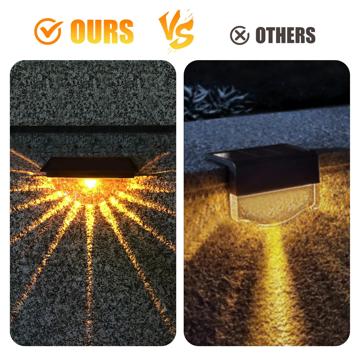 Solar Deck Lights Outdoor Waterproof LED Lights for Patio Stairs Yard Garden Pathway Step and Fences Warm White/Color Changing