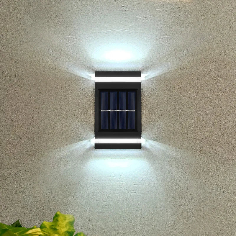 6 LED Solar Powered Wall Lamp Outdoor Waterproof Light UP and Down Illuminating Garden Yard Decoration Outside Sunlight Camping