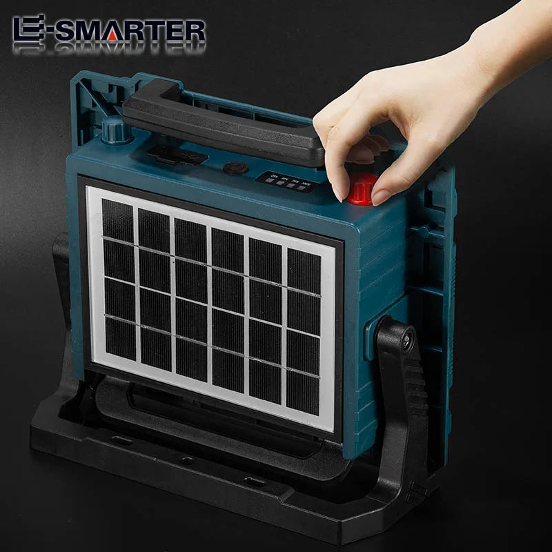Rechargeable Solar Flood Light Outdoor Portable LED Reflector Spotlight IP66 Waterproof Camping Work Light Floodlight