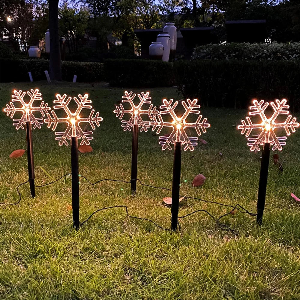 Solar Christmas Pathway Lights 5 Pack Solar Christmas Decor Star LED Lights Outdoor Waterproof Stake Lights Garden Walkway 731