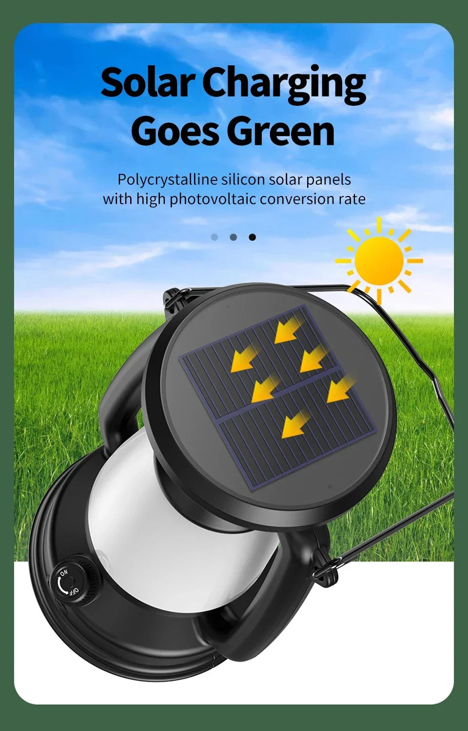 USB Rechargeable/Solar Charging Camping Light Portable Camping Lanterns 3 Lighting Modes Dimming Outdoor Hanging Tent Light