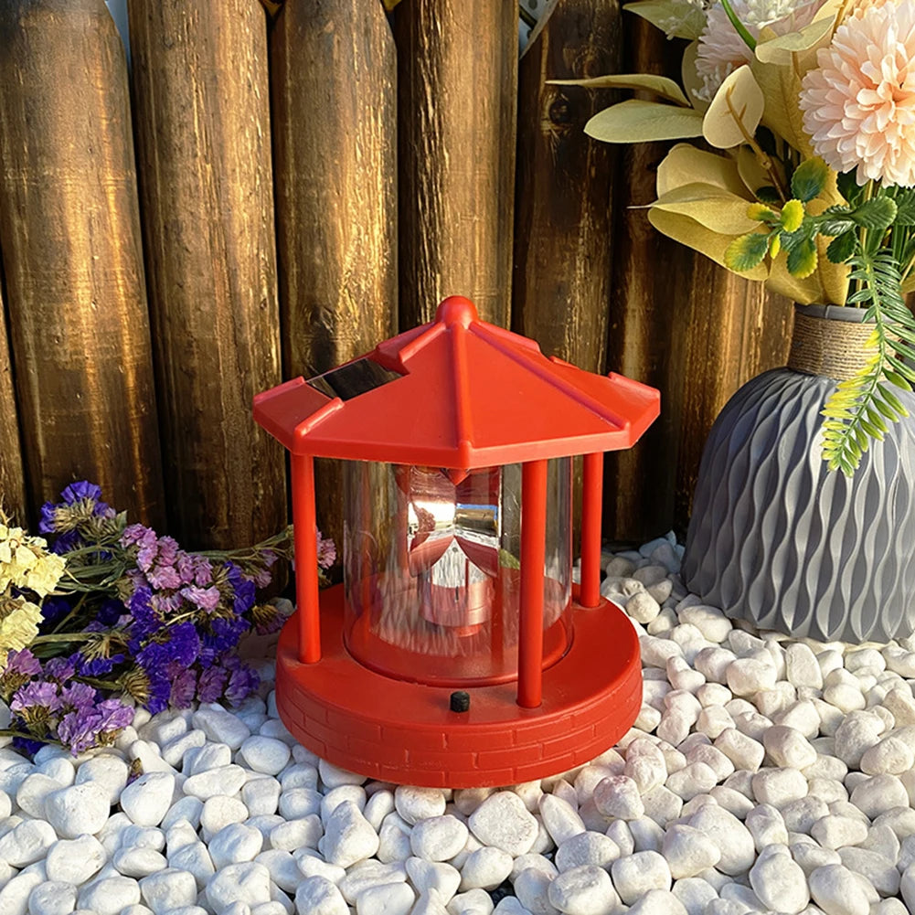 Solar Rotating Lighthouse LED Solar Lights 360-degree Rotating Landscape Lamp Beacon Beam Lamp For Garden Yard Street Light