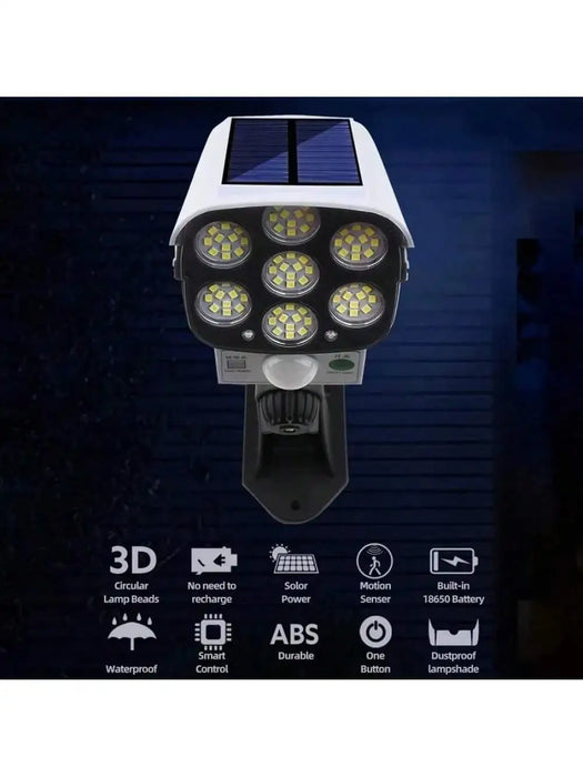 Ultra-Realistic Solar Fake Security Camera Light with Motion Activated LED&Remote Control-IP65 Waterproof Dummy CCTV Burglar Det