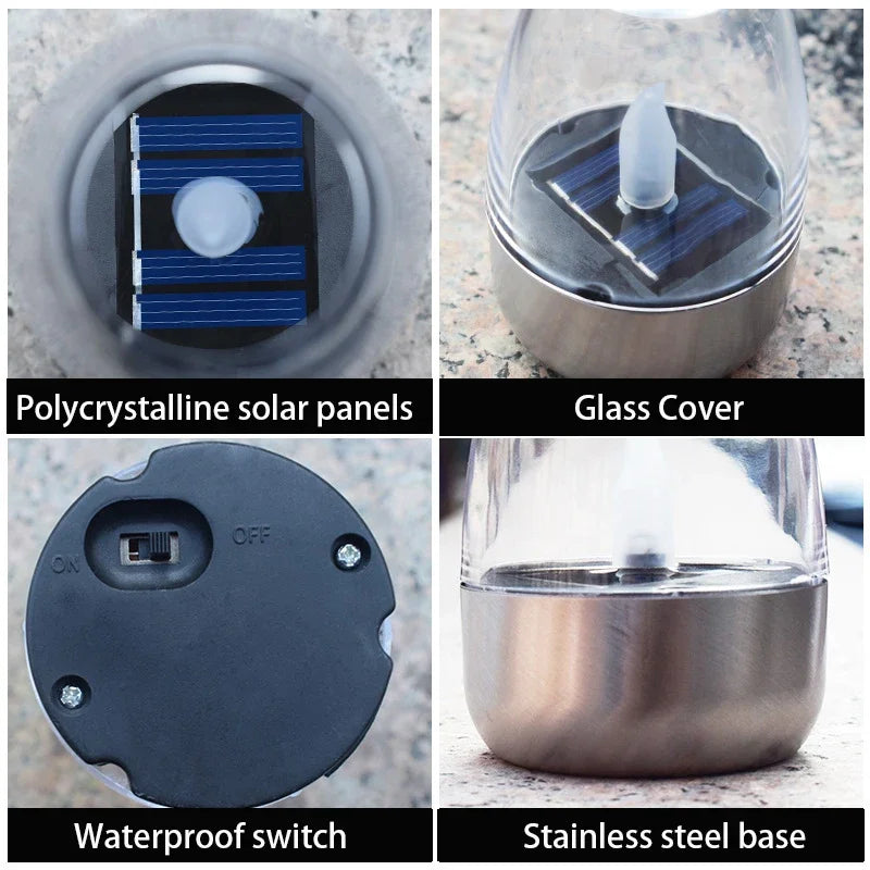 Solar Light Outdoor Terrace LED Steel Candle Light Lawn Deck Halloween Decoration Night Light Waterproof Garden Solar Light