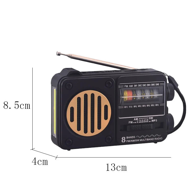 Portable Vintage FM AM SW Radio Solar Charging Emergency Radios Receiver Wireless Bluetooth Speaker Support Flashlight TF USB
