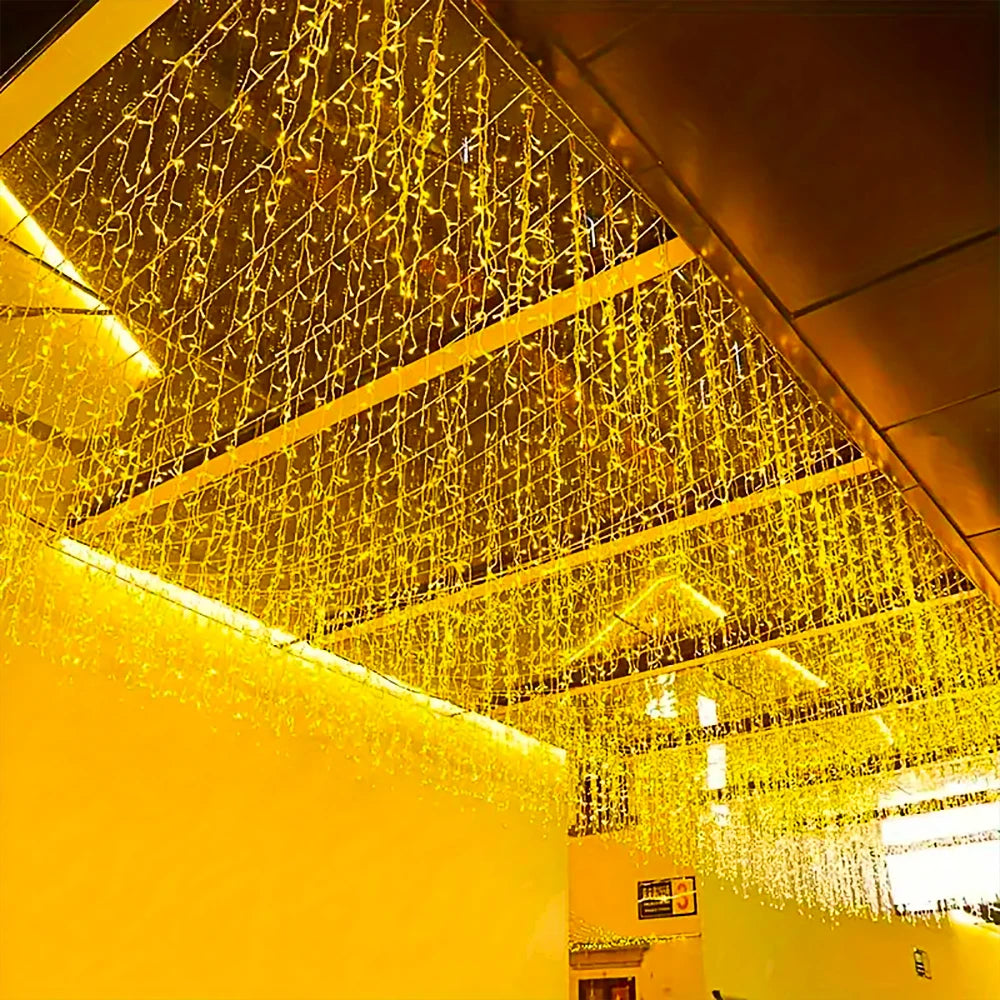 Solar Street Garden Decoration Garland Solar Curtain Icicle Light Outdoor LED String Lights 3.5M/7.5M Waterproof Curtain Light