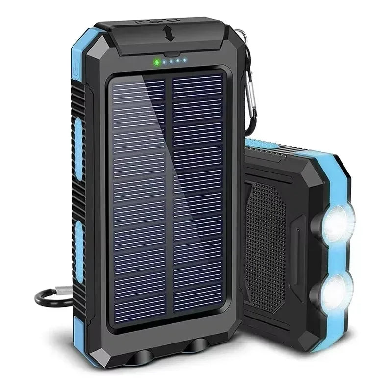 200000mAh Solar Power Bank Portable Charger with Compass LED Light Carabiner Outdoor Camping External Battery Pack For xiaomi