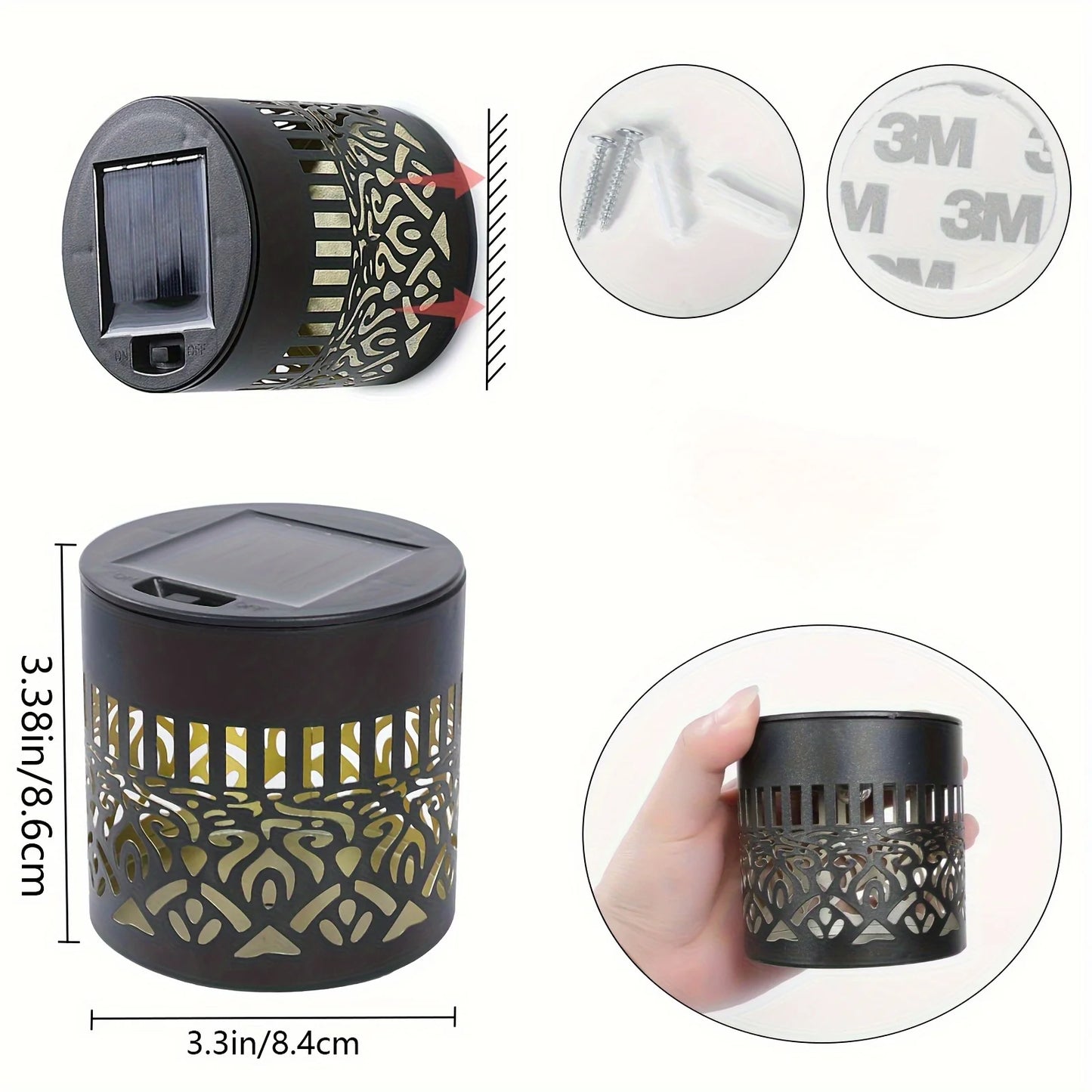 2-Pack Solar-Powered Outdoor Fence Lights IP65 Energy-Efficient Wallmounted Lights for Garden Patio Pathway Driveway Steps
