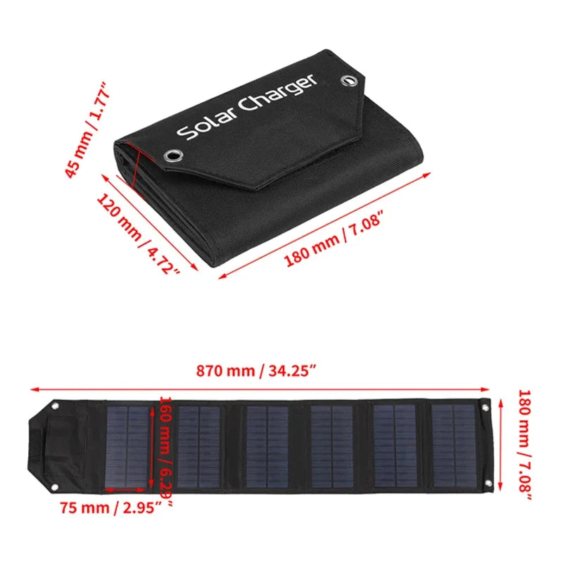100W 80W 60W Foldable Solar Panel 5V USB Portable Folding Bag Battery Charger for Phone Outdoor Camping Waterproof Power Bank