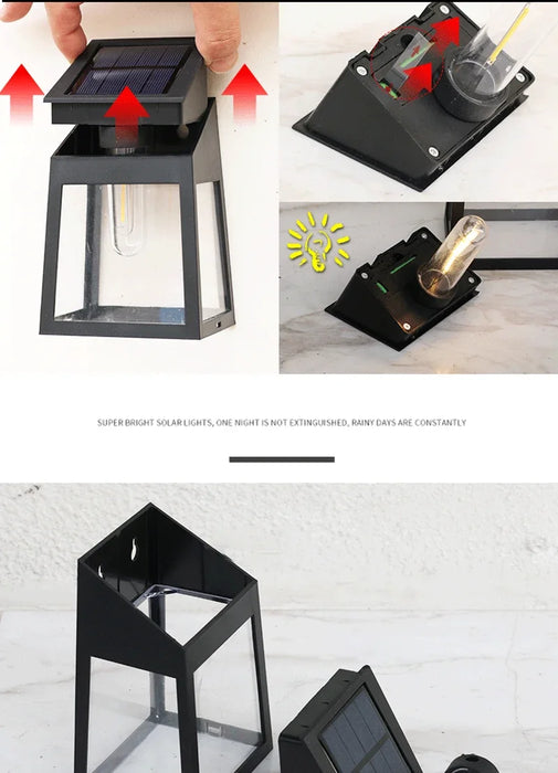 Solar Wall Light Outdoor Waterproof Sunlight Pathway Fence Lamp Yard Luminous Wall Washer Garden Decoration Tungsten Light Bulb