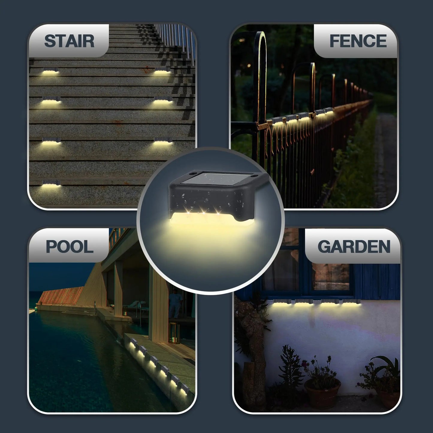 Solar Outdoor Step Light Outdoor LED Solar Light For Stairs Steps Fences Terraces Yards Railings Garden Backyards Outside Paths