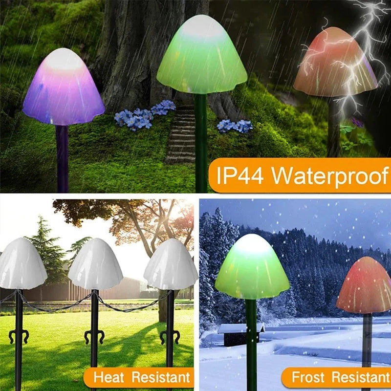 Solar Lights String Mushroom Lawn Fairy Lights LED Solar Lamps Outdoor For Garden Patio Terrace Path Landscape Decoration Lamps
