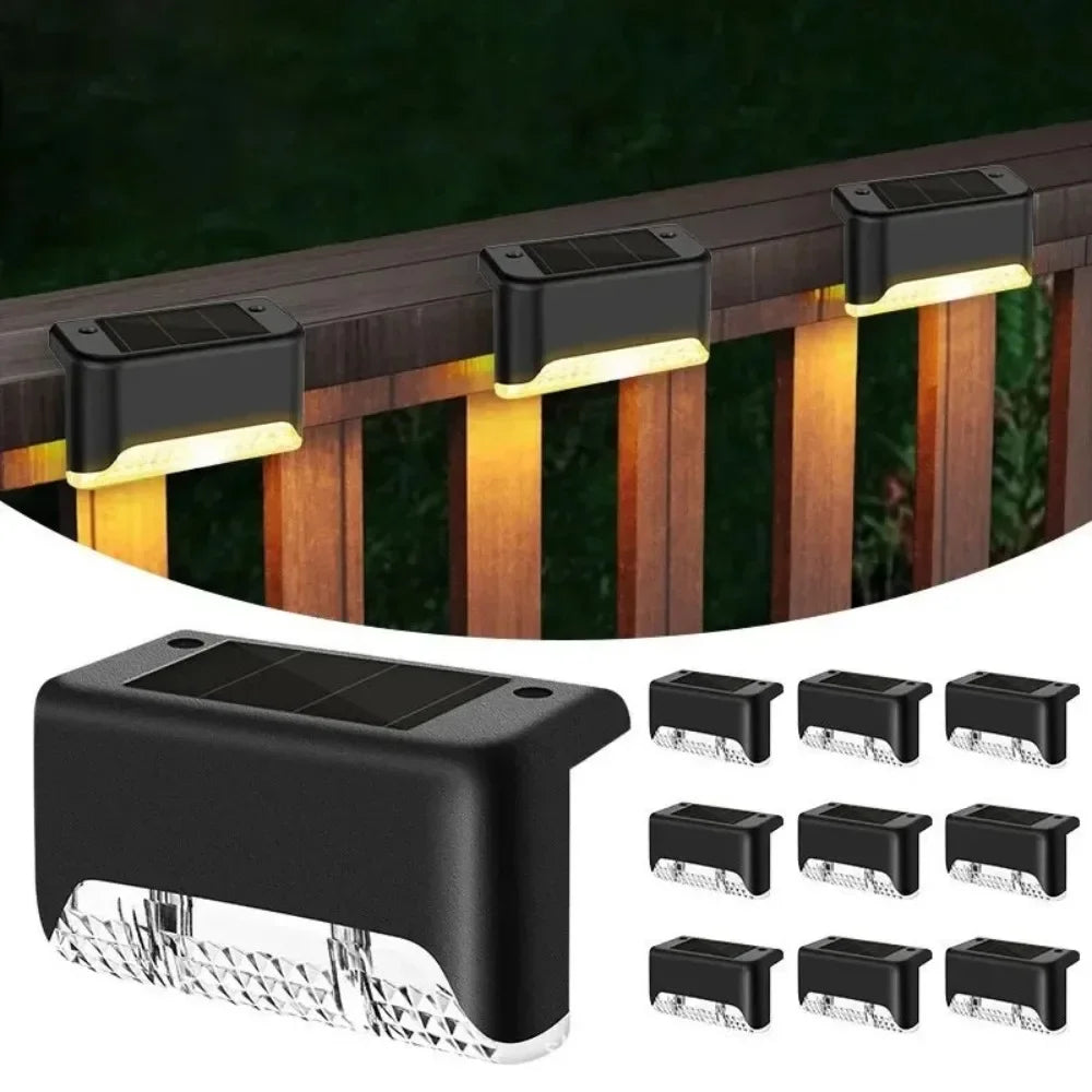 1/4 Pack Solar Deck Lights Outdoor Step Lights Waterproof Led Solar Lamp for Stairs Railing Step Fence Yard Patio and Pathway